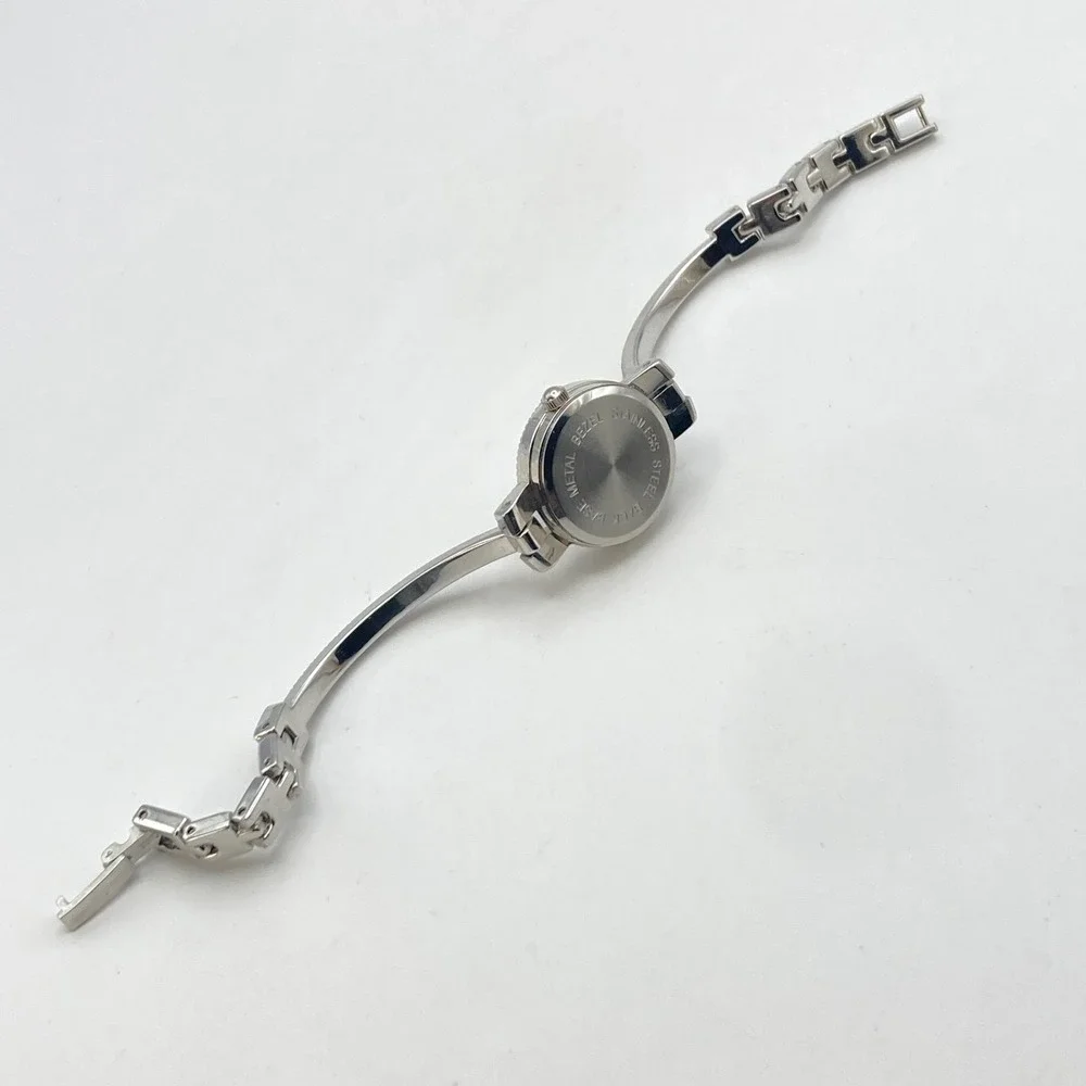 Collezio Womens Watch 22mm Silver Tone Crystals Bling MOP Dial New Battery 6.75